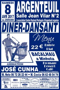 Diner-Dansant à Argenteuil le 8 avril 2017