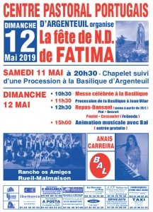 La fête de Notre Dame de FATIMA, Argenteuil 12 mai 2019