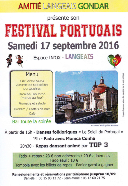 Festival portugais organisé par Amitié Langeais Gondar le samedi 17 septembre 2016