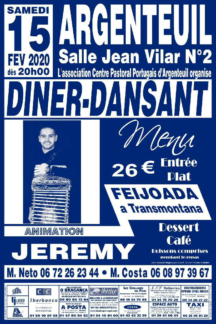 Diner-dansant à Argenteuil le 15 février 2020, organisé par l'ACPPA