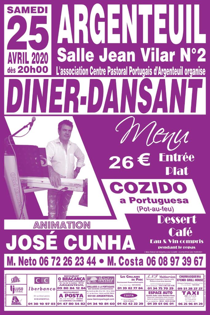 Diner-Dansant à Argenteuil organisé par l'ACPPA le 25 avril 2020