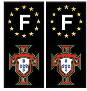 Autocollant plaque immatriculation Portugal FPF et F Europe