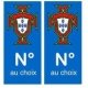 Autocollant bleu plaque immatriculation Portugal FPF et numéro