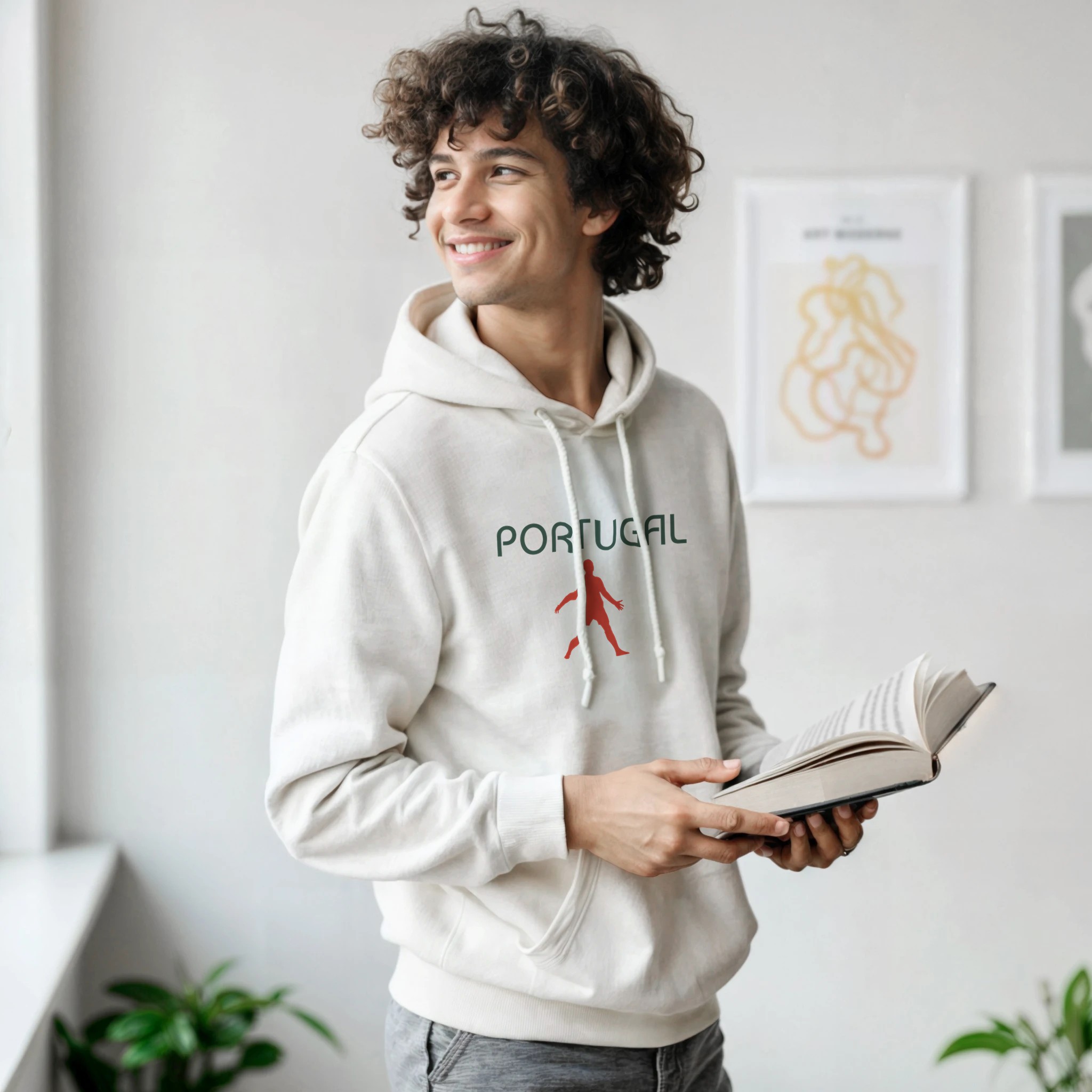 Sweat à capuche PORTUGAL CR7 blanc