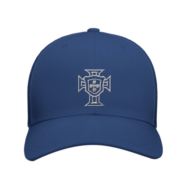 Casquette football Portugal bleu marine clair canneberge - emblème brodé en blanc