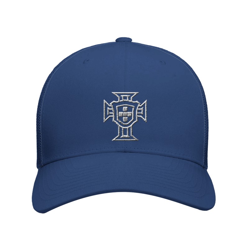 Casquette football Portugal bleu marine clair canneberge - emblème brodé en blanc