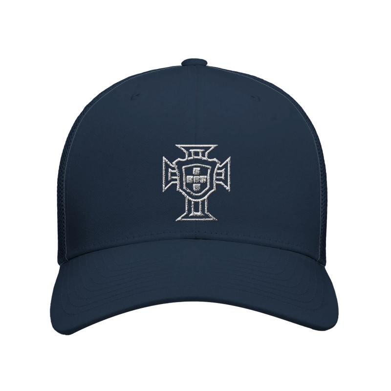 Casquette football Portugal bleu marine canneberge - emblème brodé en blanc