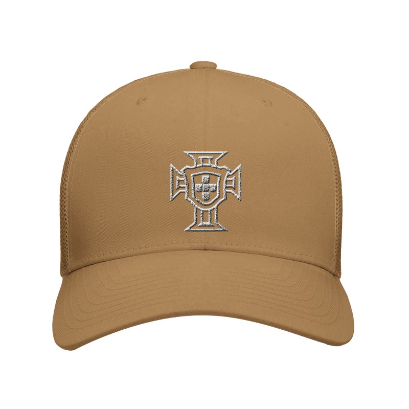 Casquette football Portugal caramel - emblème brodé en blanc