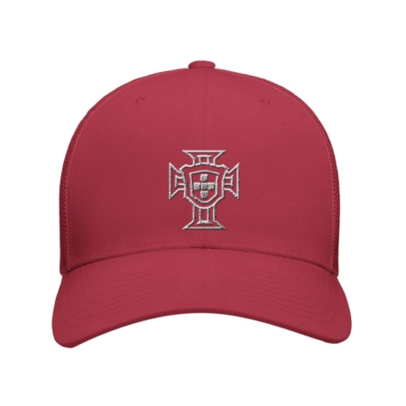 Casquette football Portugal rouge canneberge - emblème brodé en blanc