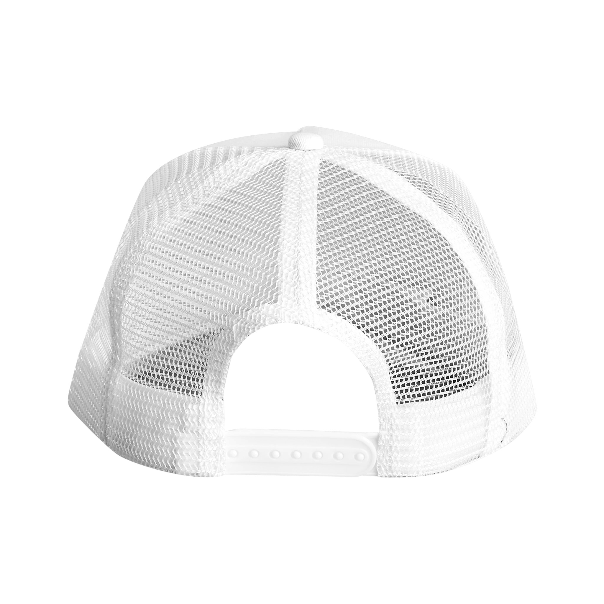 Casquette SCP SPIRIT, blanc & blanc, broderie en rouge, vue de derrière