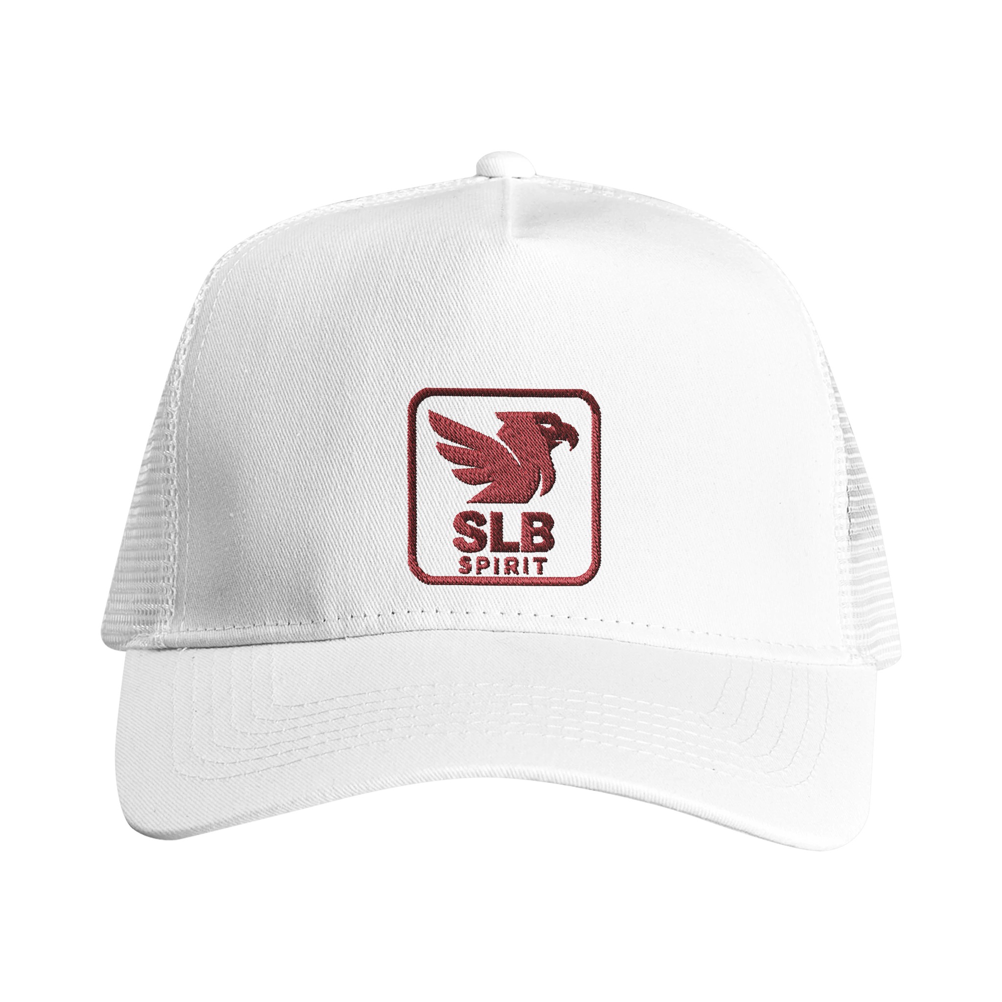 Casquette SLB SPIRIT, blanc & blanc, broderie en rouge, vue de face