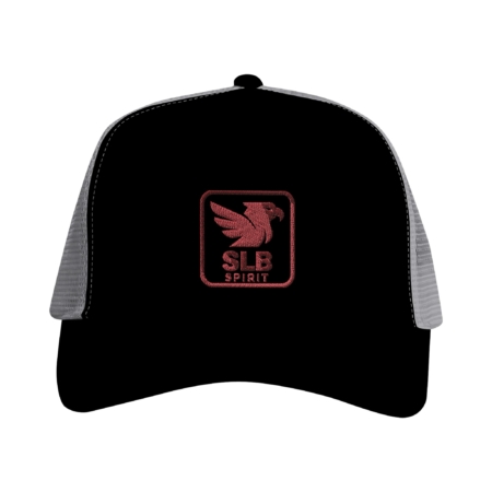 Casquette SLB SPIRIT, noir & gris clair, broderie en rouge, vue de face