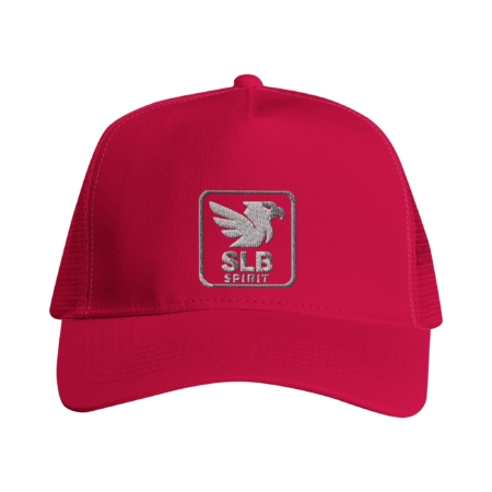 Casquette SLB SPIRIT rouge, broderie en blanc, vue de face