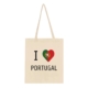 Sac fourre-tout I love PORTUGAL, couleur coton naturel