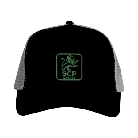 Casquette SCP SPIRIT, noir & gris clair, broderie en vert, vue de face