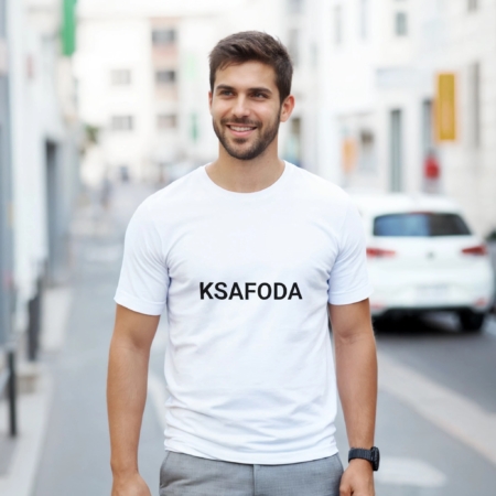 T-shirt KSAFODA blanc, impression noire