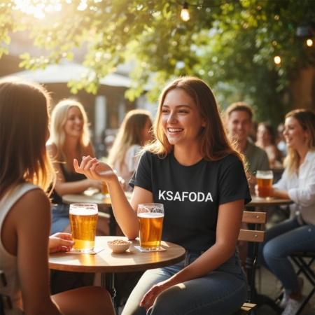 T-shirt KSAFODA noir, impression en blanc