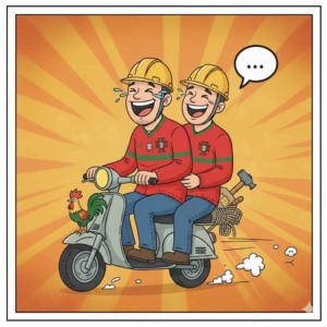 2 portugais en mobilette