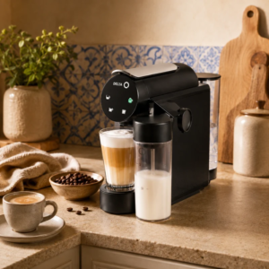 Machine Delta Q avec réservoir à lait et mousseur